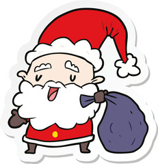 sticker of a cartoon santa claus with sack