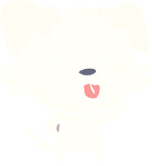 flat color style cartoon dog sticking out tongue