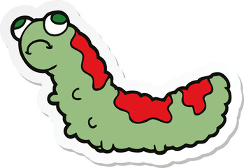 sticker of a cartoon unhappy caterpillar
