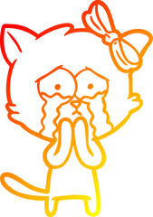 warm gradient line drawing cartoon cat