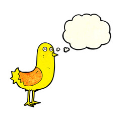 cartoon bird with thought bubble