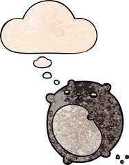 cartoon bear and thought bubble in grunge texture pattern style