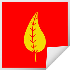 square peeling sticker cartoon green leaf