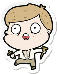 sticker of a cartoon man hunting vampires