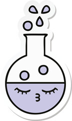 sticker of a cute cartoon test tube