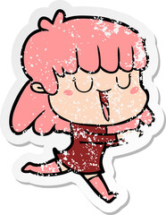 distressed sticker of a cartoon woman