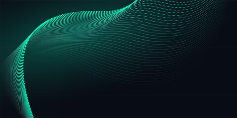 Technology digital futuristic internet network connection dark black background, green abstract cyber information communication, Ai big data science, innovation future tech line illustration vector 3d © PST Vector