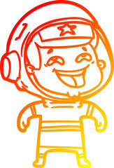 warm gradient line drawing cartoon laughing astronaut