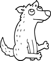 line drawing cartoon dog sitting