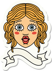 tattoo sticker with banner of female face