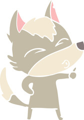 Fototapeta premium flat color style cartoon wolf pouting