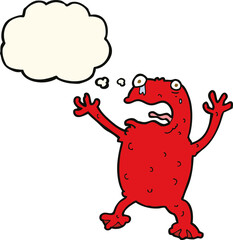 cartoon poisonous frog with thought bubble