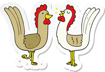 sticker of a cartoon chickens