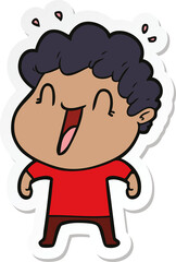 sticker of a cartoon happy man