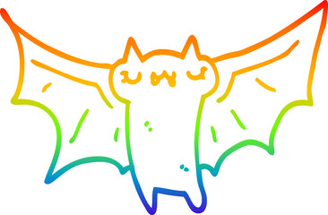 rainbow gradient line drawing cute cartoon halloween bat