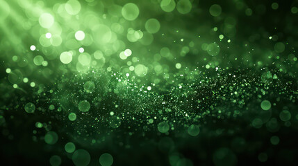 Obraz premium green luxury glitter and bokeh particles, green bokeh background, holiday festival background