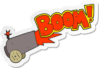 sticker of a cartoon cannon firing