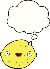 cartoon lemon and thought bubble