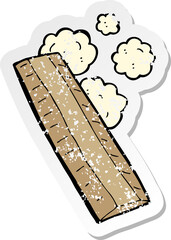 retro distressed sticker of a cartoon wooden ruler