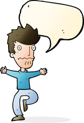 cartoon frightened man with speech bubble