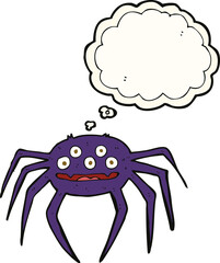 cartoon halloween spider with thought bubble