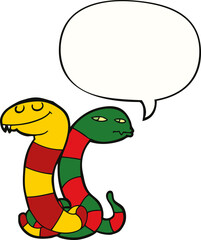 cartoon snakes and speech bubble