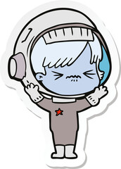 sticker of a angry cartoon space girl
