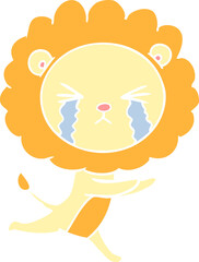 flat color style cartoon crying lion