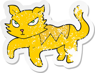 retro distressed sticker of a cartoon cat
