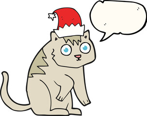 speech bubble cartoon cat wearing christmas hat