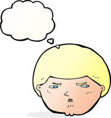 cartoon annoyed man with thought bubble