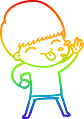 rainbow gradient line drawing happy cartoon boy