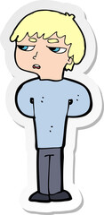 sticker of a cartoon antisocial boy