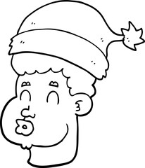 cartoon man wearing christmas hat