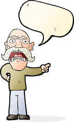 cartoon angry old man with speech bubble