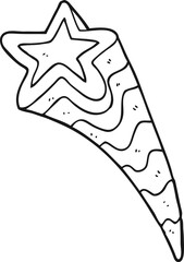 black and white cartoon shooting star