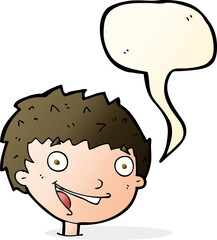 cartoon laughing boy with speech bubble