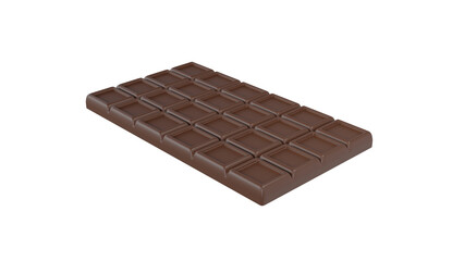 Milk chocolate bar isolated on transparent and white background. Chocolate concept. 3D render