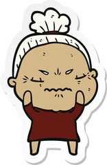 Obraz premium sticker of a cartoon annoyed old lady