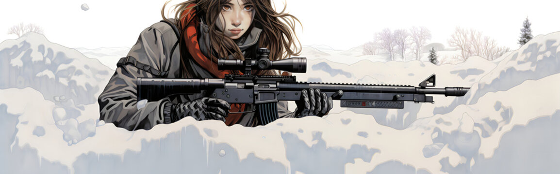 Anime women with gun desktop wallpaper 