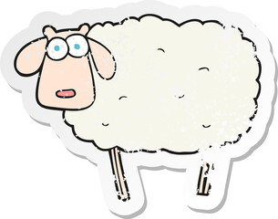 retro distressed sticker of a cartoon sheep