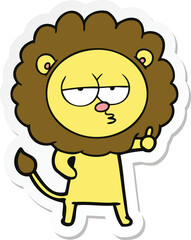 sticker of a cartoon bored lion