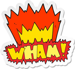 sticker of a cartoon wham symbol