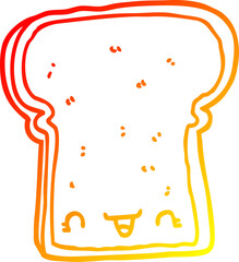 warm gradient line drawing cute cartoon slice of bread