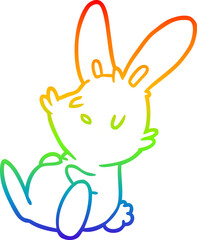 rainbow gradient line drawing cute rabbit sleeping