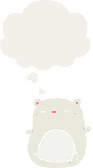cartoon polar bear and thought bubble in retro style