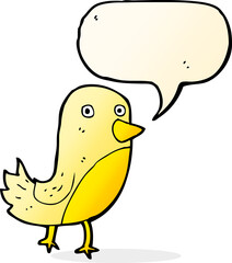 cartoon yellow bird with speech bubble