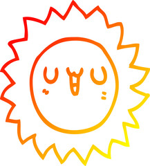 warm gradient line drawing cartoon sun