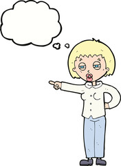 cartoon woman telling off with thought bubble