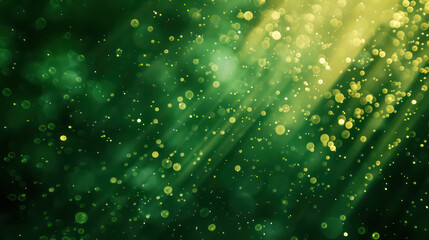 green luxury glitter and bokeh particles, green bokeh background, holiday festival background